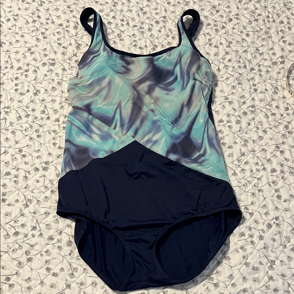 Lands' End Women's One Piece Swimsuit - blue